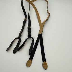 Martin Dingman Suspenders Black Croc Embossed Leather Y-Back Button End Braces